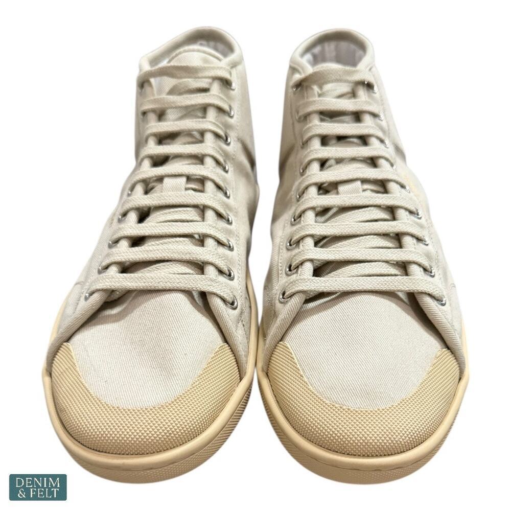 NEW Saint Laurent Court Classic SL/39 Beige Coffee Canvas High-Top Sneakers Luxe - Picture 7 of 16